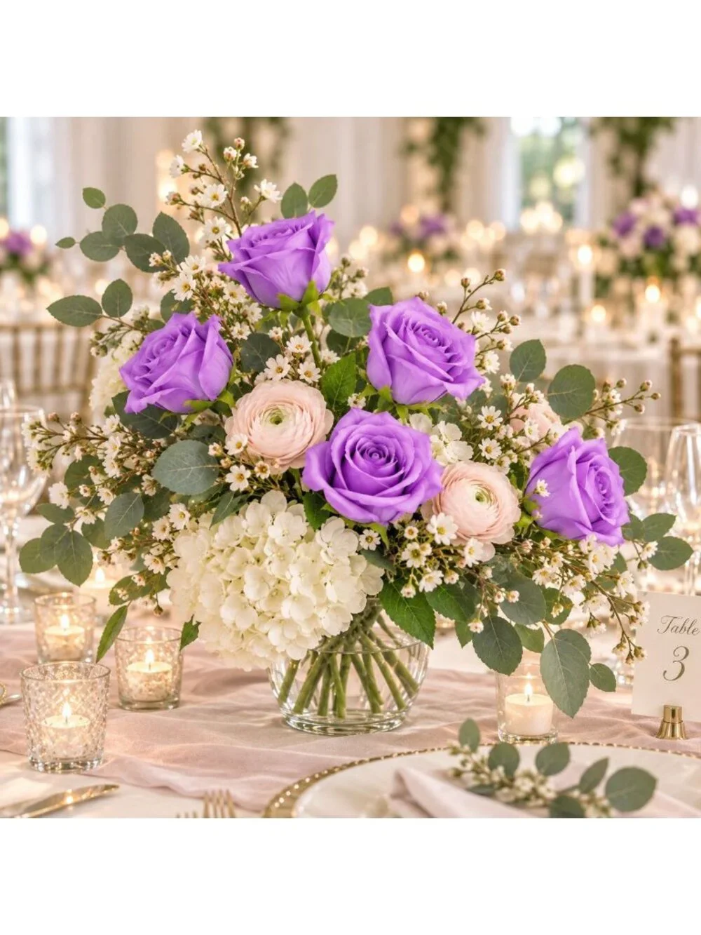 Faux Lavender Roses 6 Stem Bunch 19 Inch Artificial Silk Rose Stems Wedding Bouq